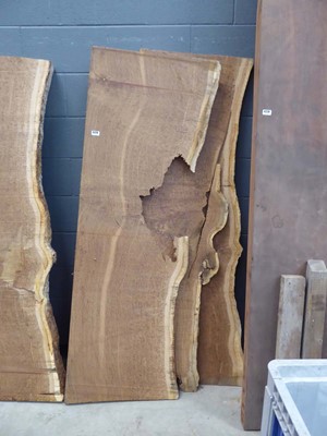 Lot 4229 - 3 brown oak waney edge boards, various dimensions