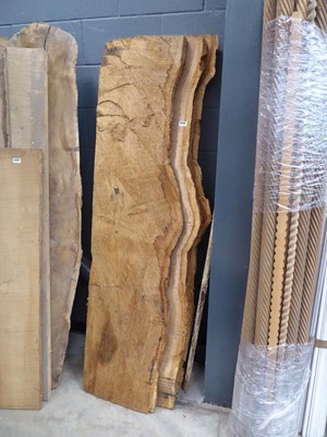 Lot 4238 - 3 sections of rough sawn waney edge brown oak