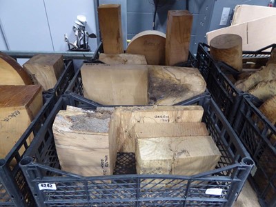 Lot 4242 - 3 crates of spalted beech and beech wood...