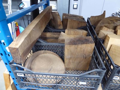 Lot 4245 - 3 crates of walnut wood turning blocks