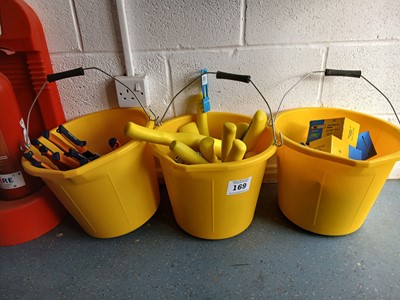 Lot 169 - Three buckets of lead bossing sticks, Tacwise...