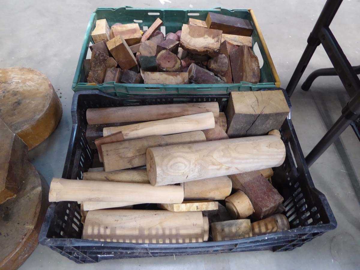 Lot 4274 - 2 crates of misc, wood turning pieces
