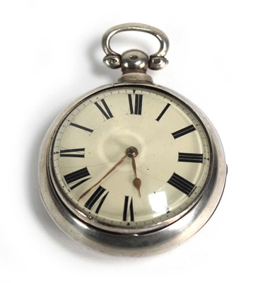 Lot 902 - A William IV silver pair case pocket watch,...