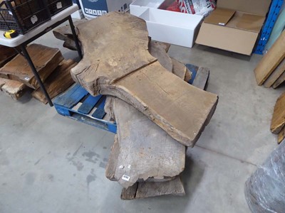 Lot 4295 - 4 large pieces of rough sawn crutch oak