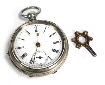 Lot 914 - A Continental silver open face pocket watch,...