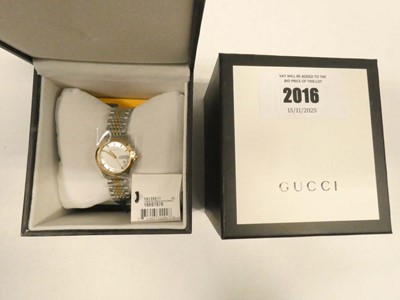 Lot 2016 - Gucci YA126511 G-Timeless two tone ladies...