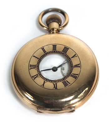 Lot 923 - A gold plated half hunter pocket watch, the...