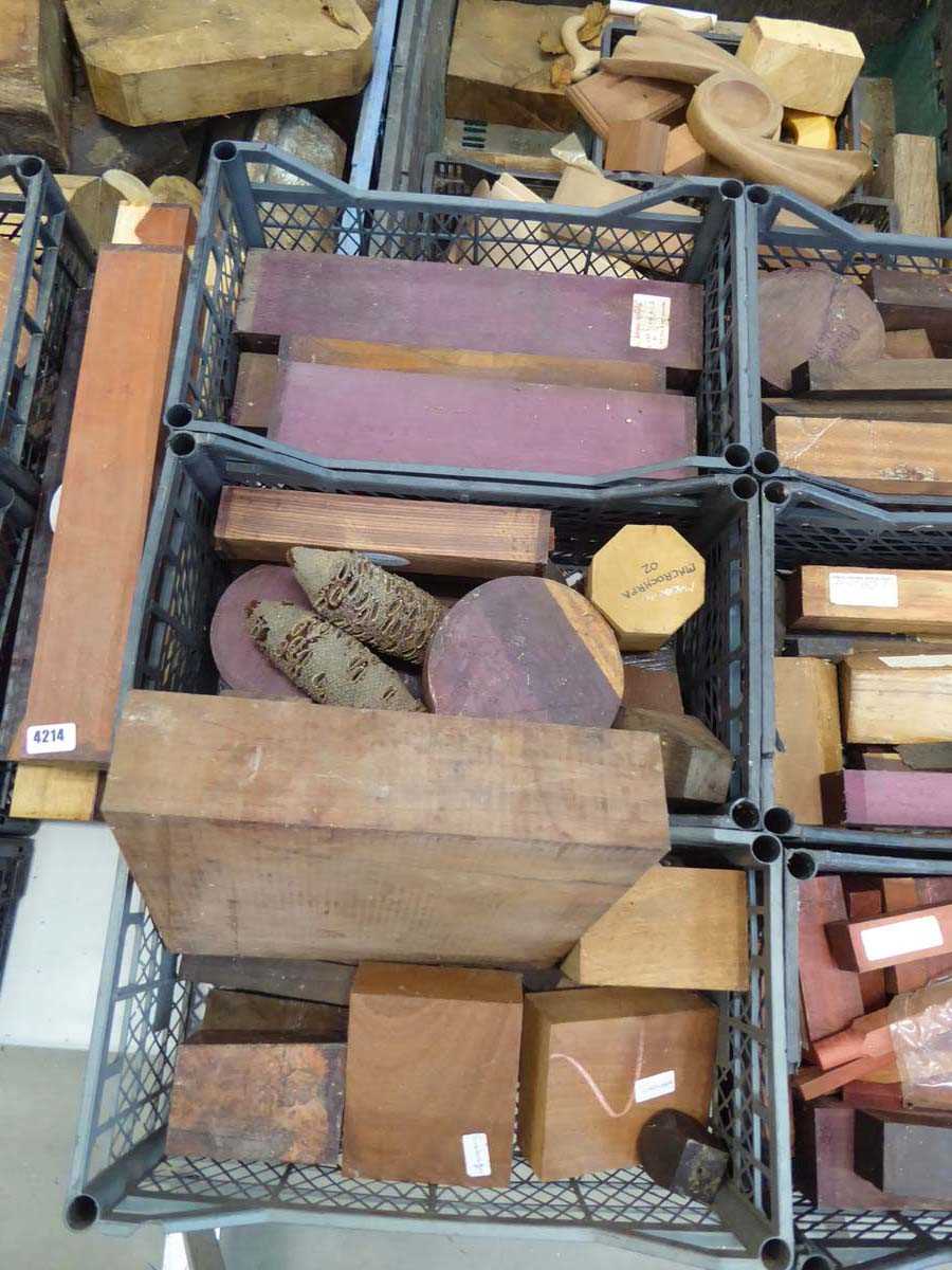 Lot 4212 - 3 crates of exotic hardwood wood turning blanks