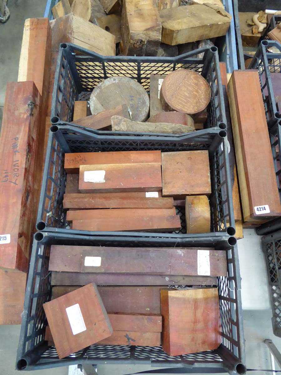 Lot 4213 - 3 crates of exotic hardwood wood turning blanks