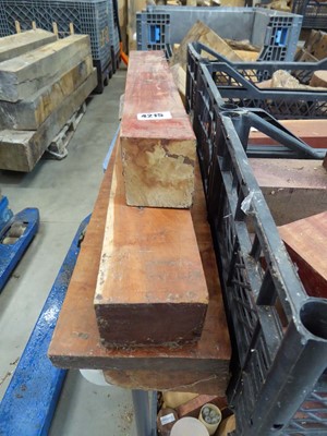 Lot 4215 - 4 pieces of pink ivory timber