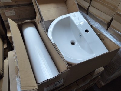 Lot 149 - 20x BAL hand basins, 560mm, with matching full...