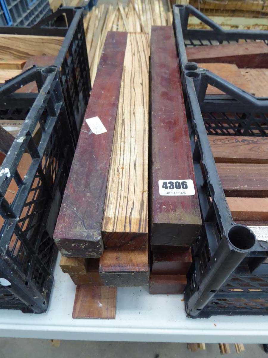 Lot 4306 - 13 pieces of various exotic hardwoods for wood...