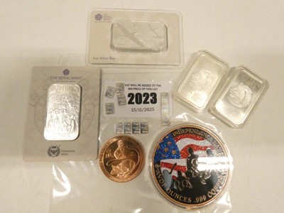 Lot 2023 - 4x 1oz silver bars, 11x 1g silver bars, 5oz...
