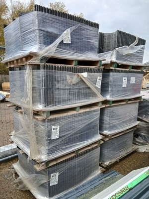 Lot 293 - Seven packs of Marley SEG grey ridge tiles,...