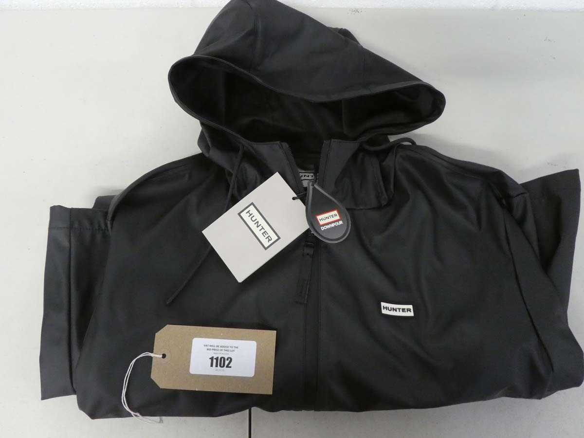 Lot Hunter downpour long hooded raincoat in black...