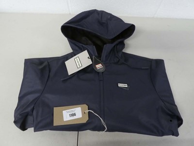Lot 1106 - Hunter downpour long hooded raincoat in navy...