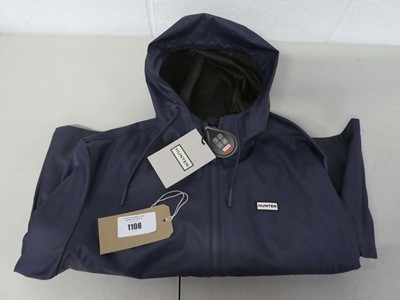 Lot 1108 - Hunter downpour long hooded raincoat in navy...