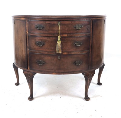 Lot 6 - A reproduction walnut, feather-banded and...