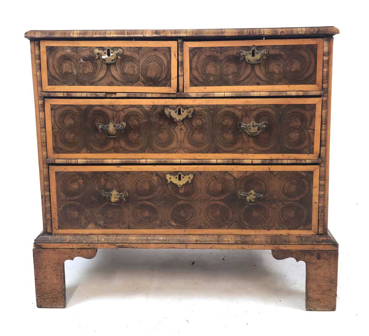 Lot 25 - A George III walnut, satinwood and oyster...