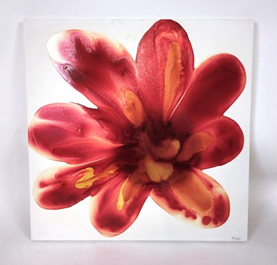 Lot 124 - Philippe Aird (1961-2015), Red flower, signed,...