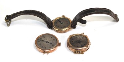 Lot 952 - A ladies 9ct yellow gold wristwatch movement...