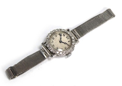 Lot 953 - A ladies platinum cocktail wristwatch by...