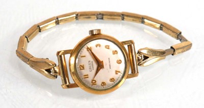 Lot 954 - A ladies gold plated wristwatch by Gruen, the...