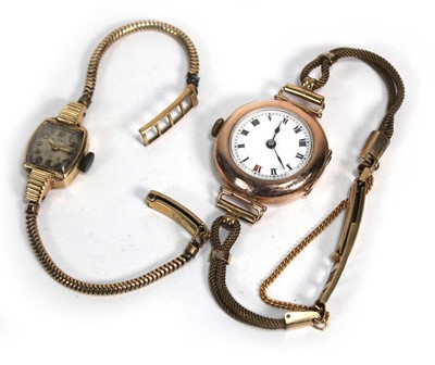 Lot 955 - A ladies 14ct yellow gold wristwatch by Gruen,...