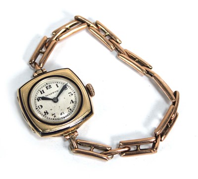 Lot 956 - A ladies 9ct yellow gold wristwatch by Mappin,...