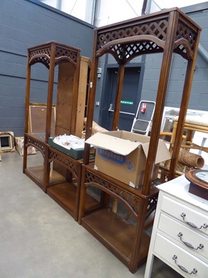 Lot 5299 - Pair of cherry finished display stands plus...