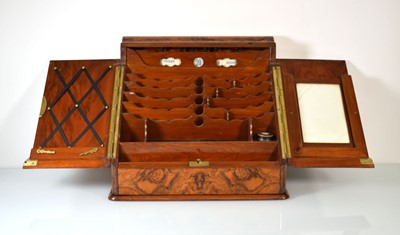 Lot 184 - A Victorian figured walnut tabletop stationary...