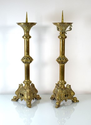 Lot 186 - A pair of early 20th century brass fretwork...