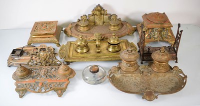 Lot 188 - A group of nine Victorian and later inkwells...