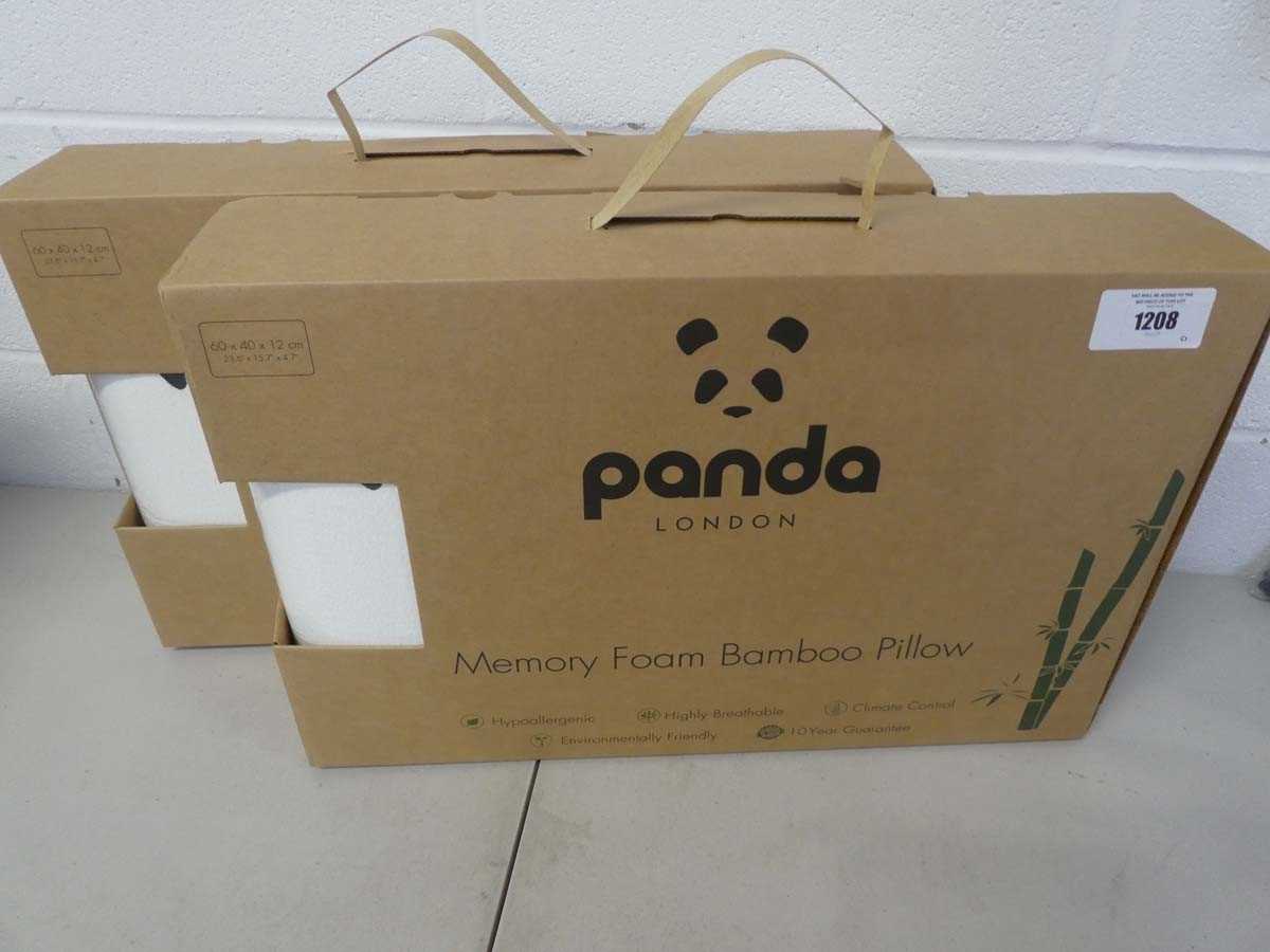 Lot 1208 - x2 Panda London memory foam bamboo pillows