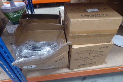 Lot 3053 - Five boxes of ten piece stainless steel pots