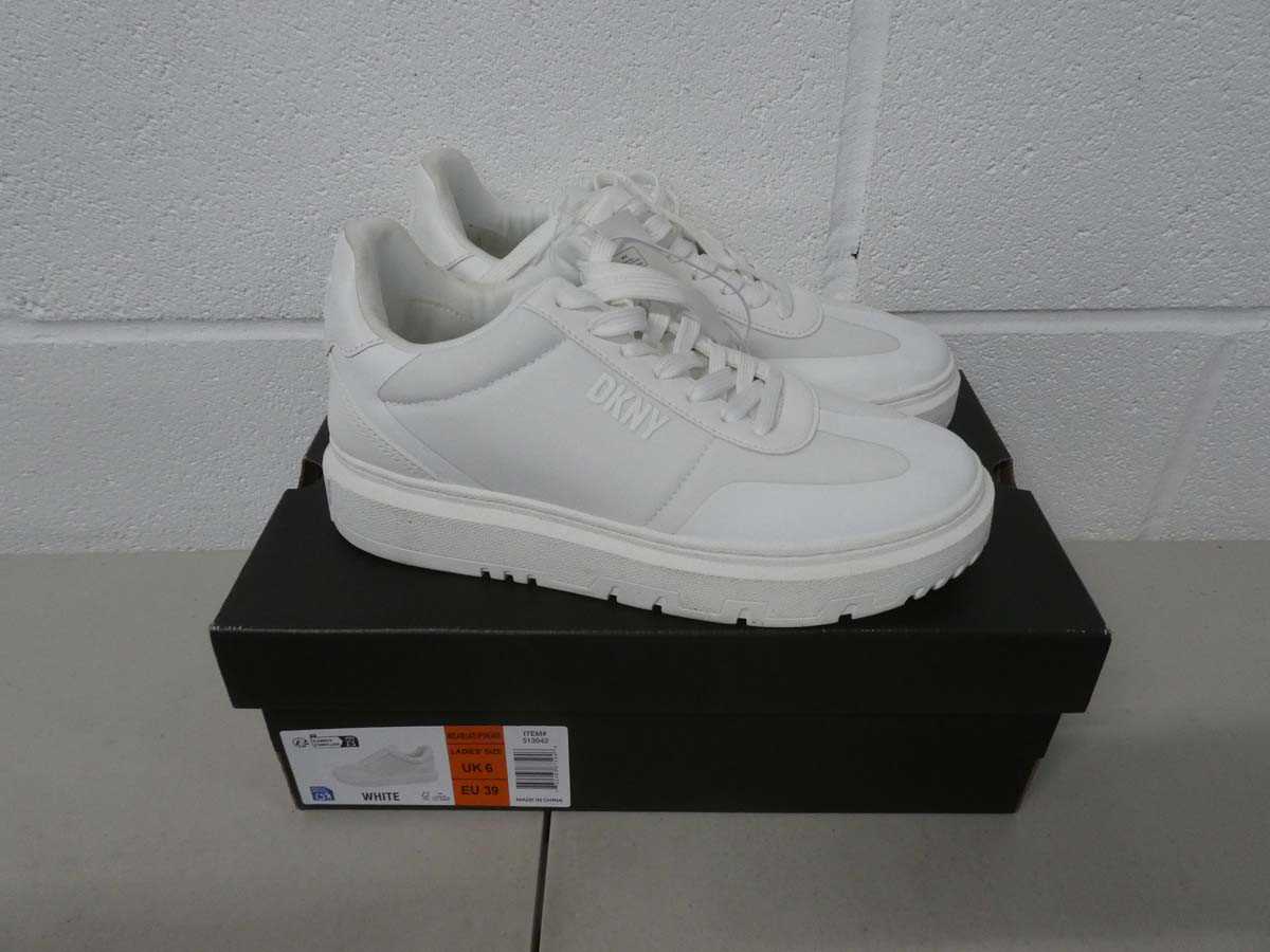 Lot 1267 - Boxed pair of DKNY trainers size UK 6