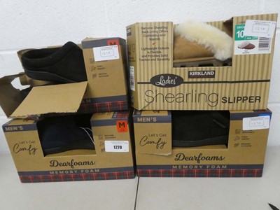 Lot 1278 - x3 boxed pairs of Dearfoam slippers (sizes 8-9...
