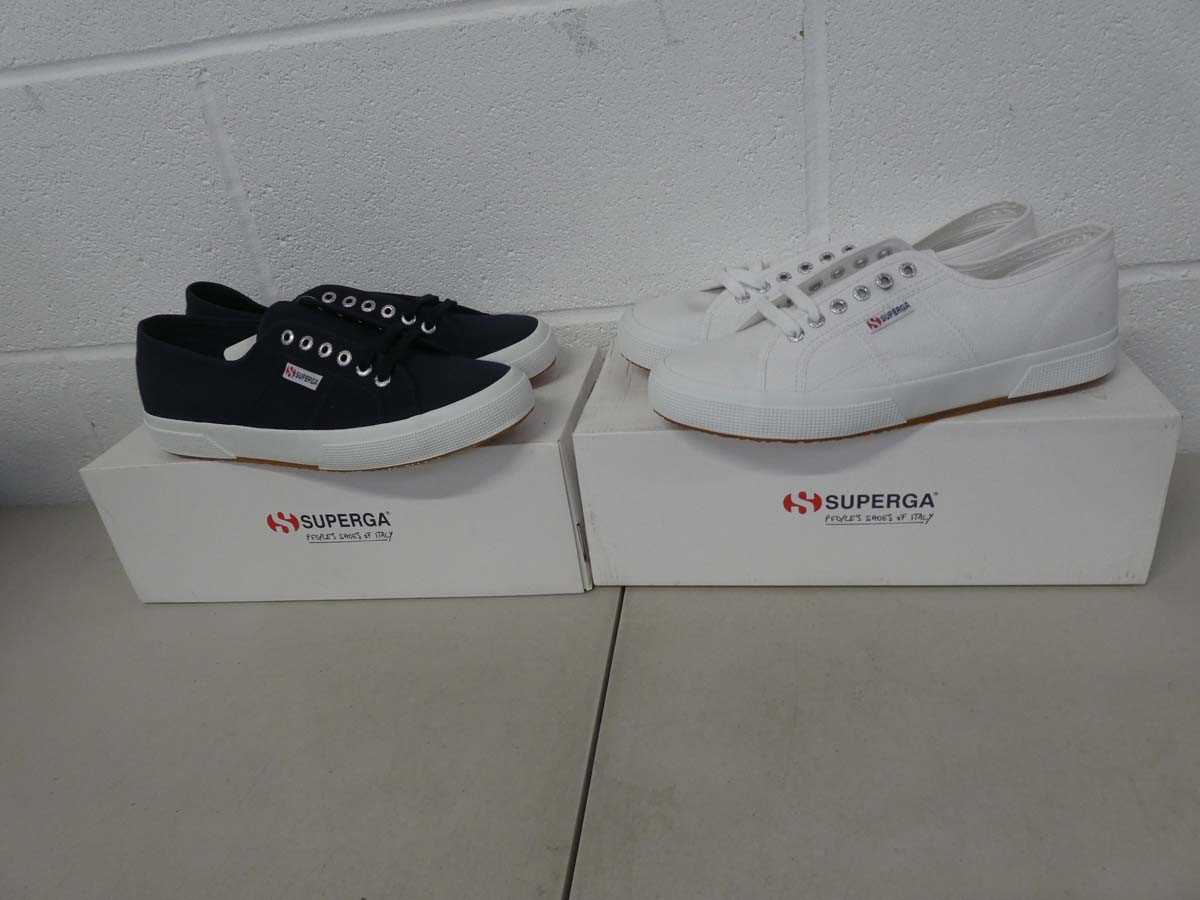 Lot 1286 - x2 boxed pairs of Superga trainers size UK 9.5