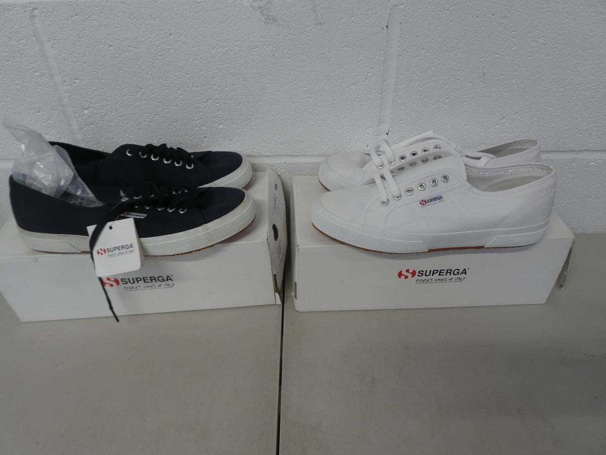 Lot 1287 - x2 boxed pairs of Superga trainers size UK 9.5