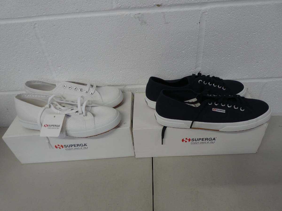 Lot 1288 - x2 boxed pairs of Superga trainers size UK 9.5