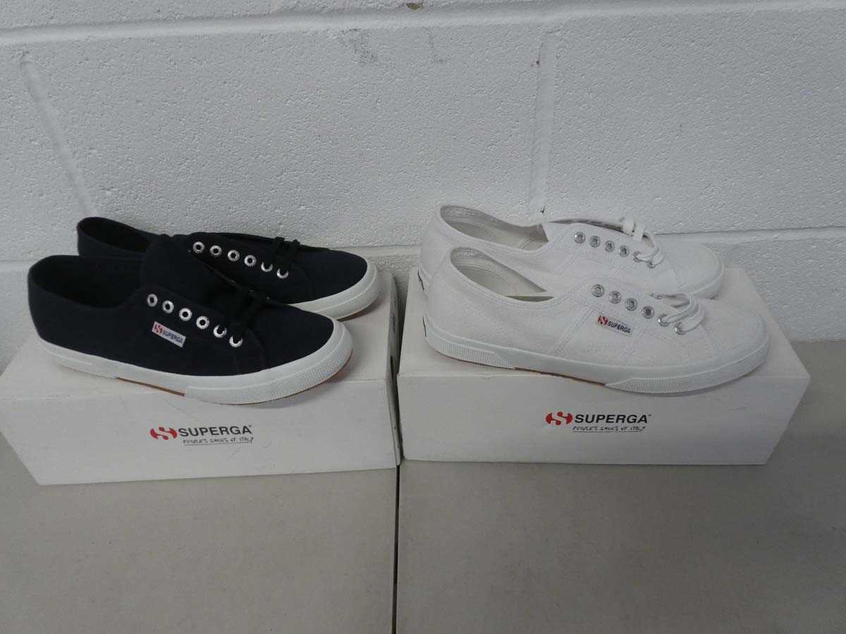 Lot 1289 - x2 boxed pairs of Superga trainers size UK 9.5