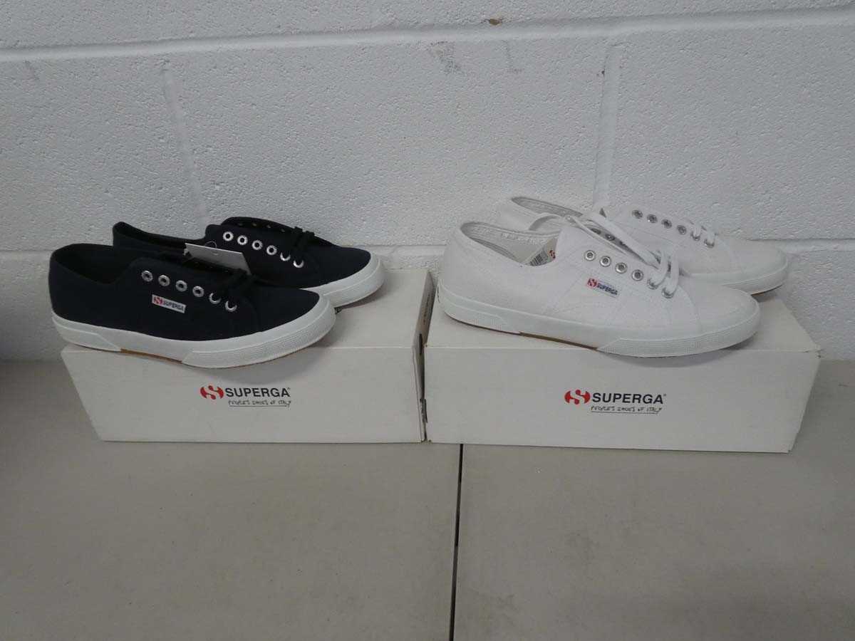 Lot 1290 - x2 boxed pairs of Superga trainers size UK 9.5