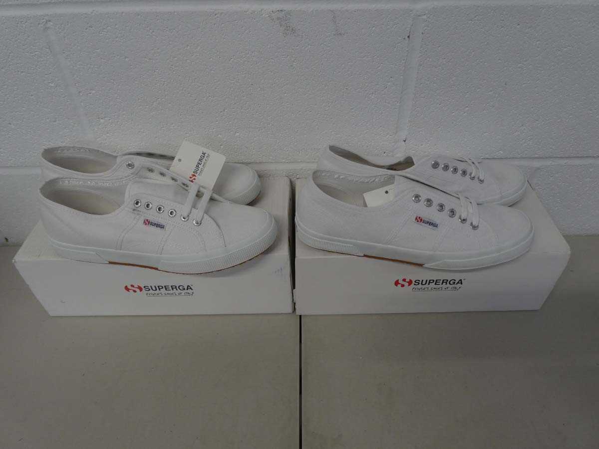 Lot 1291 - x2 boxed pairs of Superga trainers size UK 9.5