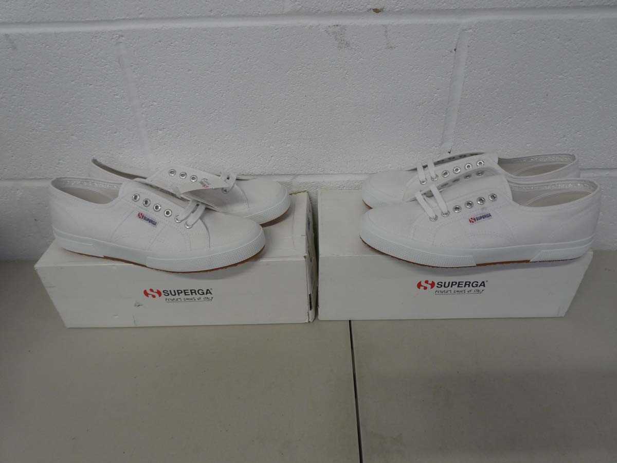 Lot 1292 - x2 boxed pairs of Superga trainers size UK 9.5