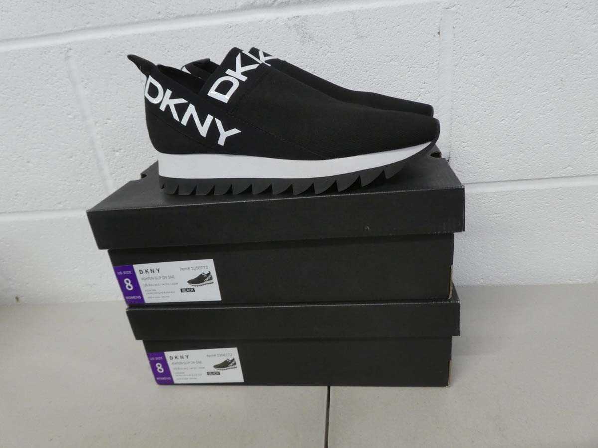 Lot 1294 - x2 boxed pairs of DKNY slip on trainers size...