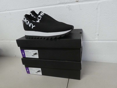 Lot 1295 - x2 boxed pairs of DKNY slip on trainers size...