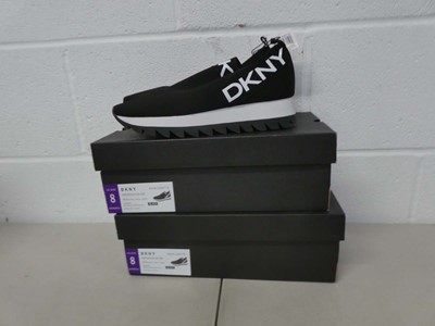 Lot 1296 - x2 boxed pairs of DKNY slip on trainers size...