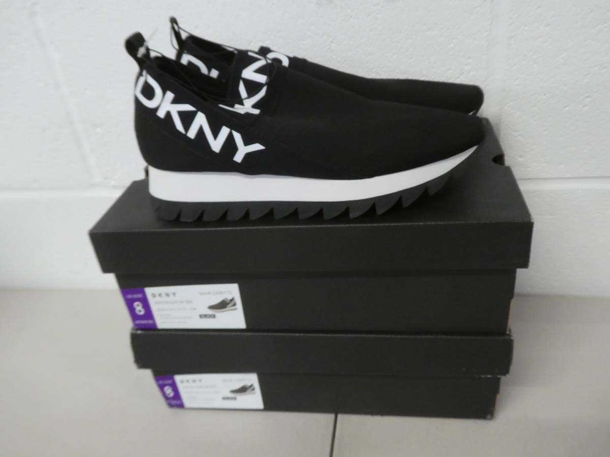 Lot 1300 - x2 boxed pairs of DKNY slip on trainers size...