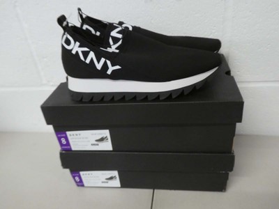Lot 1300 - x2 boxed pairs of DKNY slip on trainers size...