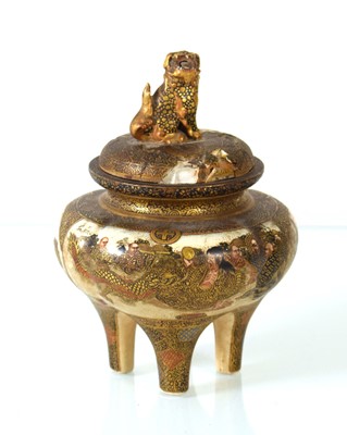 Lot 203 - A Japanese Satsuma ware koro, the lid...